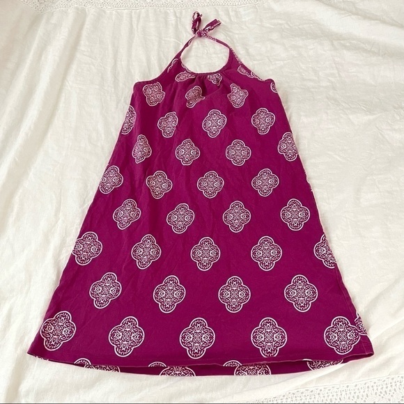 Hanna Andersson Size 10 140 Girls Dress Halter Purple Pattern - Picture 1 of 6